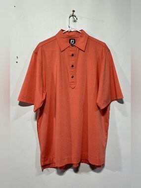 FootJoy Coral-Orange Short Sleeve Polo Shirt Mens Size Medium